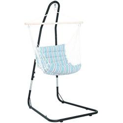 Best Choice Products Adjustable Weather-Resistant Metal Curved Hammock Chair Swing Stand w/Rubber Feet and Galvanized Steel Hook, Black