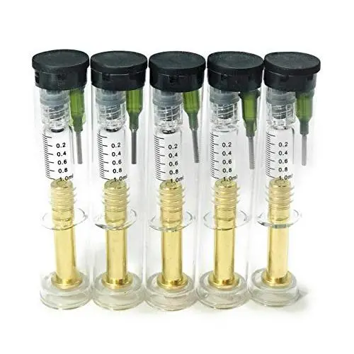 Reusable Glass Syringe-Luer Lock w/Metal Plunger & 14 Gauge-1/2'' Blunt Tip Needle, for Extracts, Oils, EJuice, Liquid, Glue, Paste, Gel, Vet & Lab - 1ml Capacity, 5 Pack Set Reusable Glass Syringe-Luer Lock w/Metal Plunger & 14 Gauge-1/2'' Blunt Tip Needle, for Extracts, Oils, EJuice, Liquid, Glue, Paste, Gel, Vet & Lab - 1ml Capacity, 5 Pack Set
