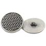 Bezelry 10 Pieces Flower of Life Carving Metal Shank Buttons. 25mm (1 inch) (Antique Silver)