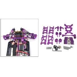 F Fityle Metal Upgrade Part Kits for WLtoys 1/12 124019 1:14 144001 RC Car Truck Front/Rear Swing Arms Steering Group Front/Rear Shock Mounts - Purple