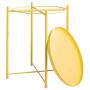 HollyHOME Tray Metal End Table, Sofa Table Small Round Side Tables, Anti-Rust and Waterproof Outdoor & Indoor Snack Table, Accent Coffee Table,（H） 20.28'' x（D） 16.38'', Yellow Cream