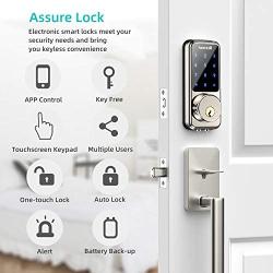 [2021 Newest] Smart Lock Keyless Entry Deadbolt Door Locks, Digital Electronic Bluetooth Deadbolt Door Lock with Keypad, Smart Locks Front Door Work with APP, Code and eKey Auto Lock for Homes Hotels