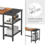 CubiCubi L Shape Computer Desk with Storage Shelf Study Writing Table for Home Office, Modern Simple Style PC Desk, Black Metal Frame, Rustic