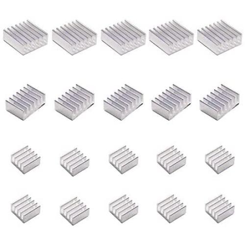 20 PCS Raspberry Pi 4 Heatsink Kit with Thermal Conductive Adhesive Tape, Pastall Aluminum Heatsink for Raspberry Pi B B+ 2/3/4