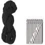 54 Yds Black 1/8” Round Elastic Band Ear Loop Cord+50PCS Aluminum Nose Bridge Self-Adhesive Clips DIY Handmade Sewing Craft High Elasticity Stretch String Flexible Strip Adjustable Metal Bendable Wire