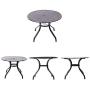 Fit Right 5 Pieces Outdoor Dining Set Patio Furniture with Metal Slat Finish, Steel Tube 38'' Round Dining Table and Patio Chairs with 1‘5“ Umbrella Hole