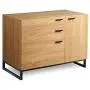 WLIVE 3 Drawer Dresser, Wide Chest of Drawers with 1 Side Door, Wood Storage Cabinet with Sturdy Metal Frame for Bedroom and Living Room, Natural Oak