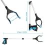Reacher Grabber Tool, 32'' Foldable Grabber Reacher for Elderly, Lightweight Extra Long Handy Trash Claw Grabber, Reaching Assist Tool for Trash Pick Up, Nabber, Litter Picker, Arm Extension (Blue)