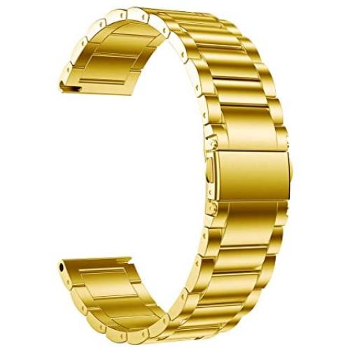 LDFAS Compatible for Fossil 22mm Band, Stainless Steel Metal Strap Compatible for Fossil Gen 5 Carlyle/Julianna/Garrett HR, Q Explorist HR Gen 4/3, Sport 43mm, Gen 5E 44mm Smartwatch, Gold