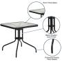 Flash Furniture 28 Square Tempered Glass Metal Table with Black Rattan Edging