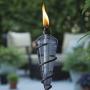 TIKI Brand 64-inch Swirl Metal Torch with Blue Bubble Glass Head