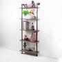 KINMADE Industrial Pipe Shelf Floating Wall Shelf Rustic Wood with Black Iron Pipe 5 Tier