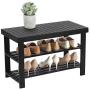 SONGMICS Sturdy Shoe Rack Bench,3-Tier Bamboo Shoe Organizer,Storage Shelf Holds Up to 264 Lbs,ideal for Entryway Bathroom Living Corridor