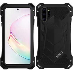 Samsung Note 10 Plus Metal Military Case,HATA Note 10 Plus Metal Bumper Silicone Heavy Duty Case Hybrid Rugged Armor Sturdy Shockproof Full Body Defender Outdoor Cover for Samsung Note 10 Plus(Black)