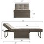 Vonanda Sofa Bed, Convertible Chair 4 in 1 Multi-Function Folding Ottoman Modern Breathable Linen Guest Bed with Adjustable Sleeper for Small Room Apartment,Light Brown