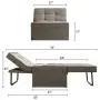 Vonanda Sofa Bed, Convertible Chair 4 in 1 Multi-Function Folding Ottoman Modern Breathable Linen Guest Bed with Adjustable Sleeper for Small Room Apartment,Light Brown