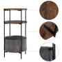Homfa Vintage Round End Table, 3-Tier Industrial Side Table Night Stand with Storage Basket Wood Look Accent Furniture with Metal Frame