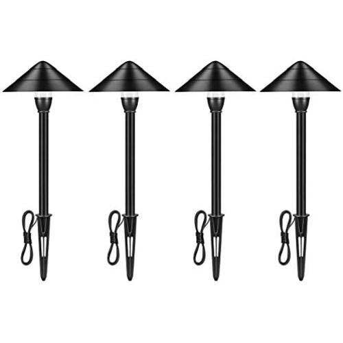 Outdoor Landscape Lighting Low Voltage Garden Landscape Lights Pathway Lights Yard Lights Driveway Lights, Aluminum Construction Waterproof 12V 3W 3000K Warm-Yellow Light（4-Pack）