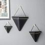 DENOME Geometric Wall Decor Containers Geometric Hanging Planter Vase Wall Planters Hanging Planter Succulent Planter with Metal Frame for Succulent Plants Air Plant (Black)
