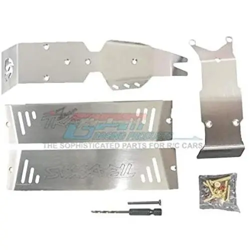 GPM for Traxxas E-Revo 2.0 VXL Brushless (86086-4) Upgrade Parts Stainless Steel Skid Plates for Front, Center, Rear Chassis - 24Pc Set GPM for Traxxas E-Revo 2.0 VXL Brushless (86086-4) Upgrade Parts Stainless Steel Skid Plates for Front, Center, Rear Chassis - 24Pc Set