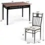 TANGKULA 5 Piece Dining Table and Chairs Set Vintage Retro Wood Top Metal Frame Padded Seat Dining Table Set Home Kitchen Dining Room Furniture TANGKULA 5 Piece Dining Table and Chairs Set Vintage Retro Wood Top Metal Frame Padded Seat Dining Table Set Home Kitchen Dining Room Furniture