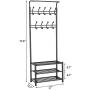 Yaheetech Hall Tree Metal Entryway 18 Hooks Coat Rack with 3-Tier Shoe Rack Bench Hat Umbrella Stand Hallway Organiser,Entryway Bench with Coat Rack Black