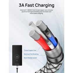 USB Type C Cable 3A Fast Charging [2-Pack 3.3ft], JSAUX USB-A to USB-C Charge Braided Cord Compatible with Samsung Galaxy S10 S9 S8 S20 Plus A51 A11,Note 10 9 8, PS5 Controller, USB C Charger(Silver)