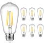 Ascher Vintage LED Edison Bulbs 6W, Equivalent 60W Incandescent, Warm White 2700K, ST58 Antique LED Filament Bulbs, E26 Medium Base, Non-Dimmable, Clear Glass, 6-Packs