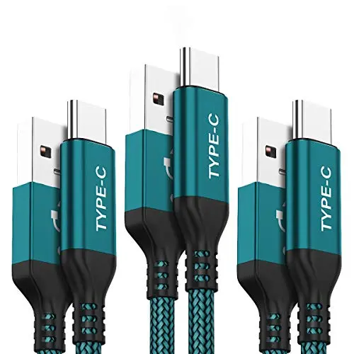 USB Type C Cable, AkoaDa 3-Pack (10ft+6.6ft+3.3ft) USB A to USB-C Fast Charger Nylon Braided Cord Compatible with Samsung Galaxy Note 9 8 S8 S9 S10 10 Plus,LG V50 V40 G8 G7 Thinq,Moto Z Z3,Swi (GREEN)