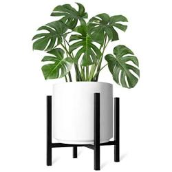 Mkono Plant Stand - EXCLUDING Plant Pot, Mid Century Modern Tall Metal Pot Stand Indoor Flower Potted Plant Holder Plants Display Rack, Fits Up to 12 Inch Planter, Black