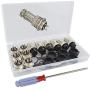 FULARR 6Pcs Premium GX16-4 Pin Aviation Connector Plug Adapter, 5A 16MM Thread Male Female Metal Panel Aviation Wire Connector Kit, with Rubber Protector Cap and Phillips Screwdriver