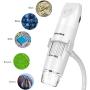 Wireless Digital Microscope, Pancellent 1080P 50X to 1000X Magnification Microscopy with 8 LED, USB Handheld Camera with Light Compatible for iPhone Android, iPad Windows Mac(White)