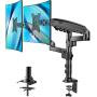 Dual Monitor Stand - Height Adjustable Gas Spring Double Arm Monitor Mount Desk Stand Fit Two 17 to 32 inch Screens with Clamp, Grommet Mounting Base, Each Arm Hold up to 19.8lbs