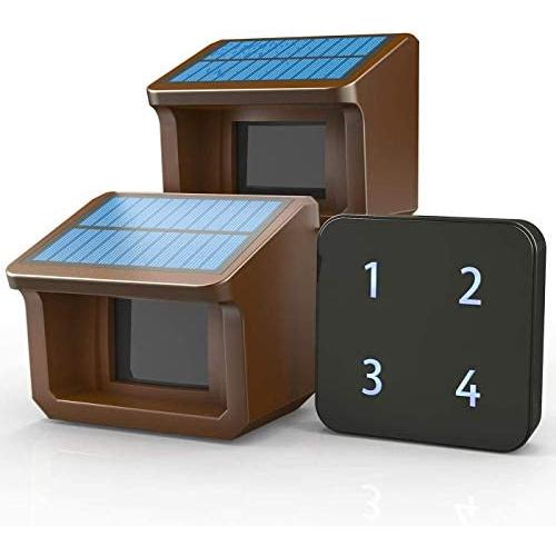 1/2Mile Solar Driveway Alarm System-Up to 70FT Wide Sensor Range 3 Adjustable Sensitivities-Fully Weatherproof Outdoor Motion Sensor&Detector DIY Security Alert System-1 Receiver and 2 Sensors KIT