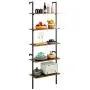MELLCOM 5 Tier Industrial Ladder Shelf, Wood Modern Bookshelf with Metal Frame,Wall-Mounted Bookcase Plant Flower Storage Stand Organizer for Living Room, Bathroom, Kitchen,Balcony MELLCOM 5 Tier Industrial Ladder Shelf, Wood Modern Bookshelf with Metal Frame,Wall-Mounted Bookcase Plant Flower Storage Stand Organizer for Living Room, Bathroom, Kitchen,Balcony