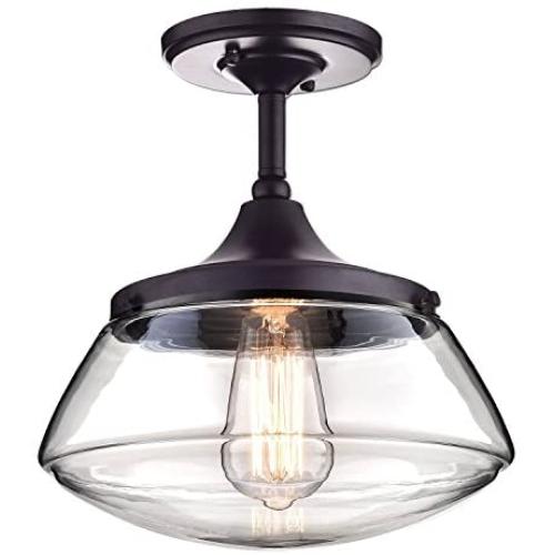 CLAXY Ecopower Vintage Metal Glass Ceiling Light 1-Lights Pendant Lighting Chandelier