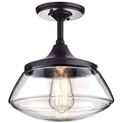 CLAXY Ecopower Vintage Metal Glass Ceiling Light 1-Lights Pendant Lighting Chandelier CLAXY Ecopower Vintage Metal Glass Ceiling Light 1-Lights Pendant Lighting Chandelier