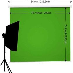 Green Screen Backdrop,75x79, Wall-Mounted Pull-Down Retractable Style,Wrinkle-Resistant Fabric, Solid Aluminium Metal Casing, Chroma Key for Photo Video, Live Game,Virtual Studio, Studio Photo ect