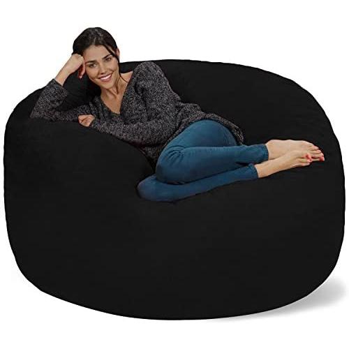 Chill Sack Bean Bag Chair: Giant 5 Memory Foam Furniture Bean Bag - Big Sofa with Soft Micro Fiber Cover - Black