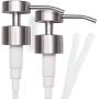 Elegant Flat Top Stainless Steel Soap and Lotion Dispenser Pumps, 2 Pieces, Replacement for Your Bottles, Includes 2 Nine Inch Tubes …