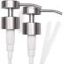 Elegant Flat Top Stainless Steel Soap and Lotion Dispenser Pumps, 2 Pieces, Replacement for Your Bottles, Includes 2 Nine Inch Tubes …