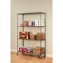 Alera Complete Wire Shelving Unit w/Caster, 48'' x 18'' x 72'', Black Anthracite