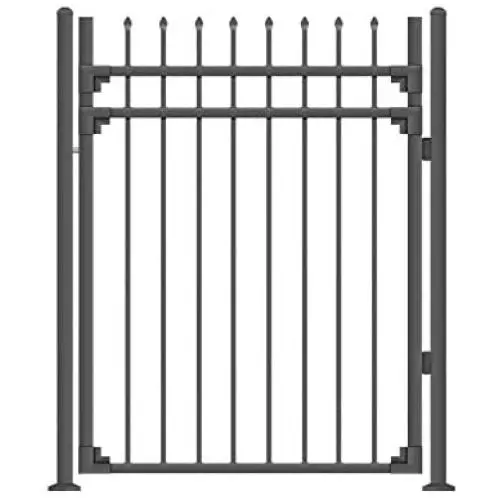 XCEL - Black Steel Anti-Rust Fence Gate - Sharp End Pickets - 4ft W x 5ft H - Easy Installation Kit, for Residential, Outdoor, Yard, Patio, Entry Way, 3-Rail Metal Gate XCEL - Black Steel Anti-Rust Fence Gate - Sharp End Pickets - 4ft W x 5ft H - Easy Installation Kit, for Residential, Outdoor, Yard, Patio, Entry Way, 3-Rail Metal Gate