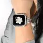 Callancity 44mm Metal Face Cover Plated Platinum Rhinestone White Crystal Diamond Case Compatible for Apple Watch Series 6 5 4 For Men/Women (44MM Platinum)