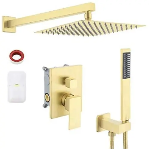 KES Shower System 10 Inches Rain Shower Head with Handheld Shower Faucets Sets Complete Pressure Balance Shower Valve and Trim Kit Brushed Brass, XB6230-BZ KES Shower System 10 Inches Rain Shower Head with Handheld Shower Faucets Sets Complete Pressure Balance Shower Valve and Trim Kit Brushed Brass, XB6230-BZ