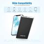 POWERADD Pilot 4GS 12000mAh Portable Charger with 8 Pin Input & Dual 3A Port External Battery Pack Compatible with iPhone, iPad, Samsung Galaxy and More - Black (8 Pin Cable Included)