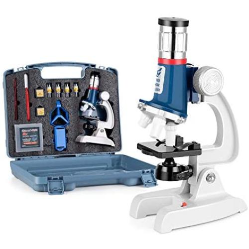 Uarzt 100X-1200X Science Kit for Kids Microscope with Metal Body Microscope, Plastic Slides, LED Light and Carrying Box, Science Experiments Kit Toys for kids 6-8 9 10-12 13-16 Christmas Birthday Gift