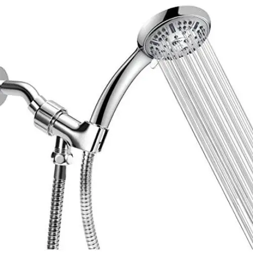 High Pressure Handheld Shower Head, 9 Spray Setting Hand Held Showerhead with 60 Inch Hose (Silver)