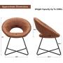 Duhome Modern Tech Fabric Upholstered Accent Chairs Dining Chairs Arm Chair for Living Room Furniture Mid-Century Leisure Lounge Chairs with Black Metal Legs Industrial 1 PCS Brown