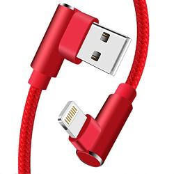 90 Degree iPhone Cable 10 FT 3 Pack Lightning Charger Cable Long Charging & Syncing Cord Compatible with iPhone XS/Max/XR/X/8/7/6/iPod/iPad.(Red,10ft)